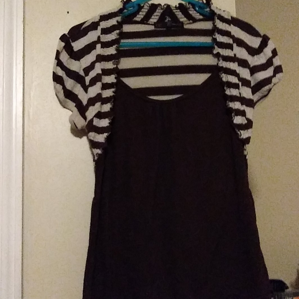 Stripe top brown and beige L
